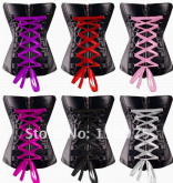 Corset preto com laços varias cores